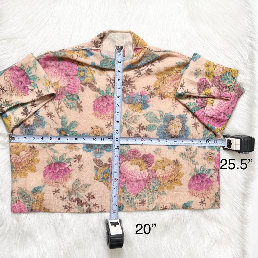 SOLD-Anthropologie Cashmere Floral Print Mock Neck Long Sleeve Sweater Pilcro - Picture 14 of 14